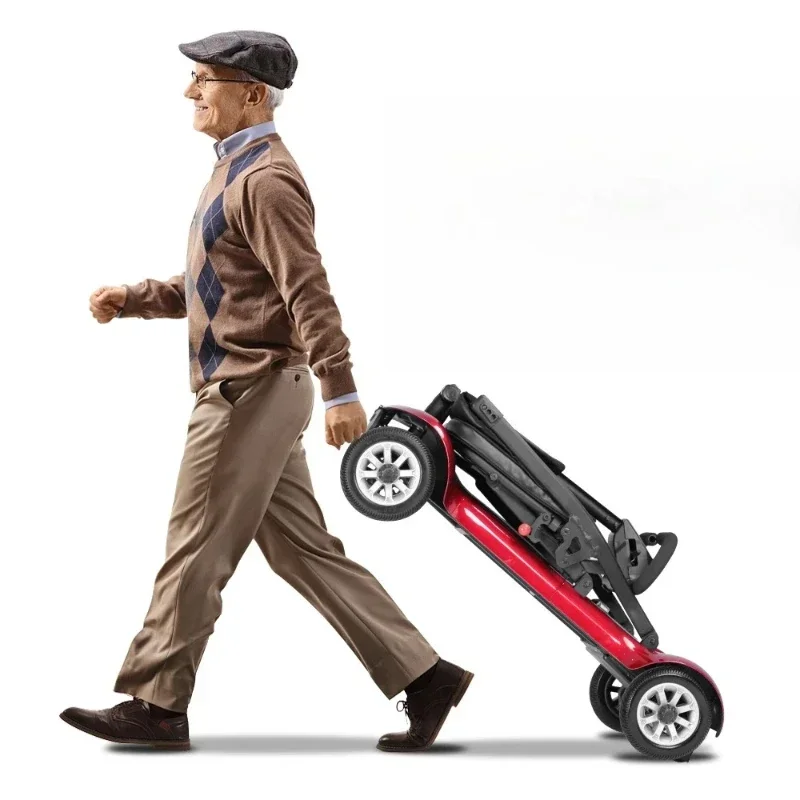 Compact foldable light four-wheel motorized scooter brushless ultra-light weight travel portable disabled electric scooter