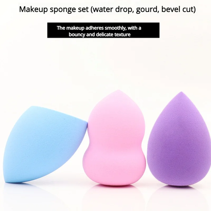 3 قطع من إكسسوارات التجميل الإسفنجية لمستحضرات التجميل المقاومة للماء وغير اللاتكس قطرة الماء. القرع. كريم أساس مشطوف من تايب ماكياج