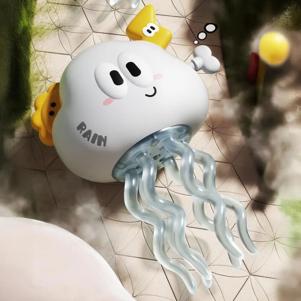 Juguete de nube de baile de cuerda, mecanismo de relojería educativo, juguete de nube lluviosa de primavera, juguete interactivo de nube de dibujos animados para gatear para niños