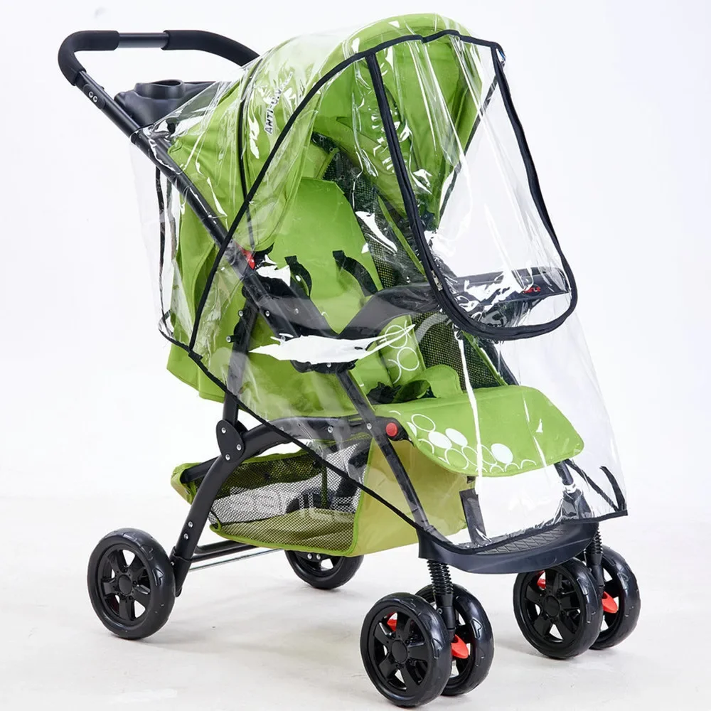 Stroller Accessories Waterproof Rain Cover Transparent Wind Dust Shield Zipper Open For Baby Strollers Pushchairs Raincoat S/M/L