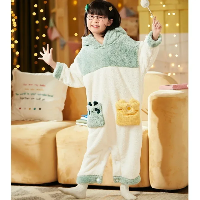 Winter Cute Cartoon Kids Blanket Sleepers Unisex Sleeping Bag Hooded Bodysuit Children Jumpsuit Soft Costume Animal Pattern