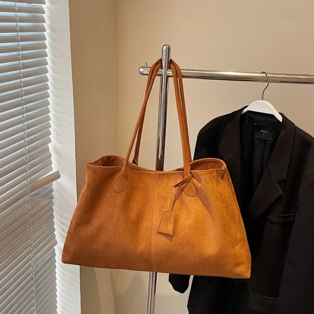 

Shoulder Pouch Suede Shoulder Bag Korean Style Suede Bucket Bag Suede Handbag Large Capacity Storage Underarm Tote Bag Office