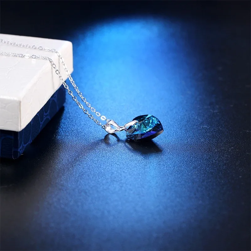 3pcs/set Beautiful Bridal Jewelry Set Heart Crystal Pendant Necklace Earrings Set Romantic Women Jewelry for Fashion - view 3