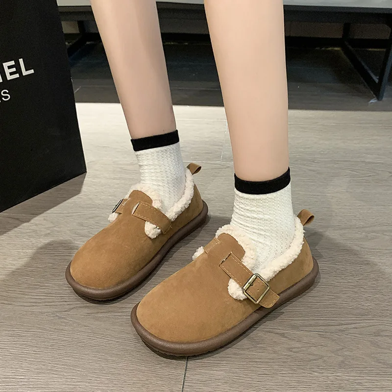 Women's Cotton Shoes 2024 Autumn Winter Anti Slip Warm Vintage Plush Boken Shoes Indoor Anti Slip Cotton Shoes