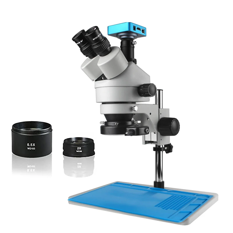 3.5X-90X Zoom Trinocular Stereo Microscope and 56LED Objective Lens HDMI Digita microscope Camera for Phone PCB Soldering Repair