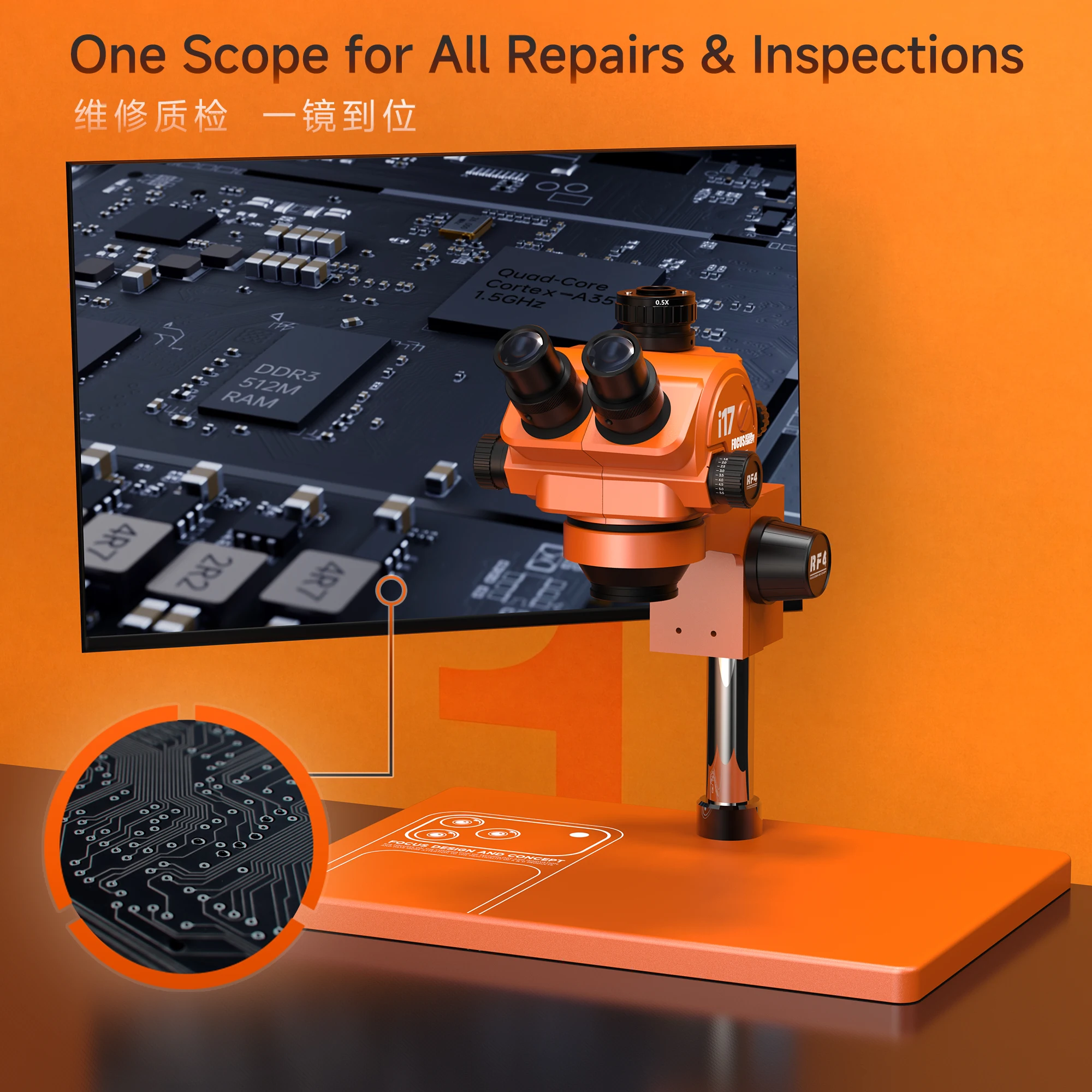 New RF4 I17 Orange Vision Microscope 7X–50X Continuous Zoom For Ultra-clear Detail Observation Suitable Repairs & Inspections