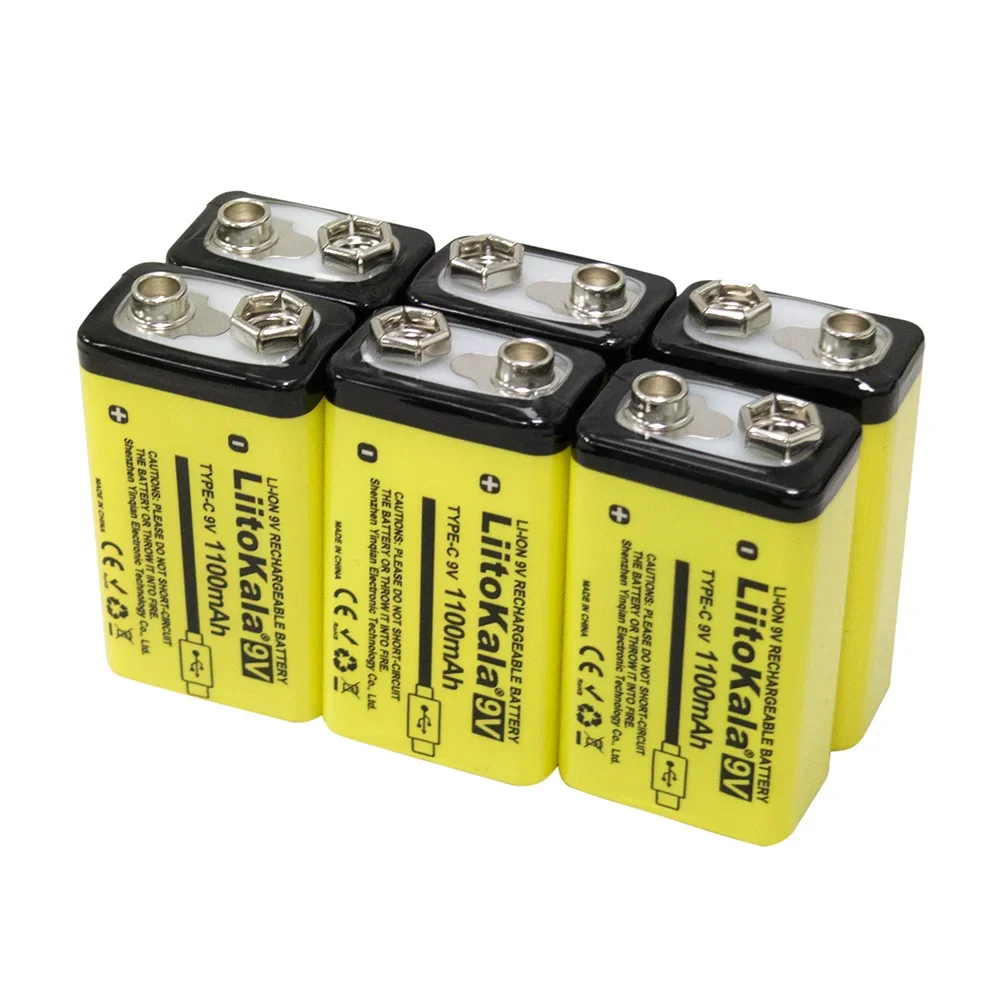 10 قطعة LiitoKala 9 فولت 1100 مللي أمبير USB بطارية ليثيوم قابلة للشحن 6F22 ل متعدد ميكروفون لعبة الغيتار KTV