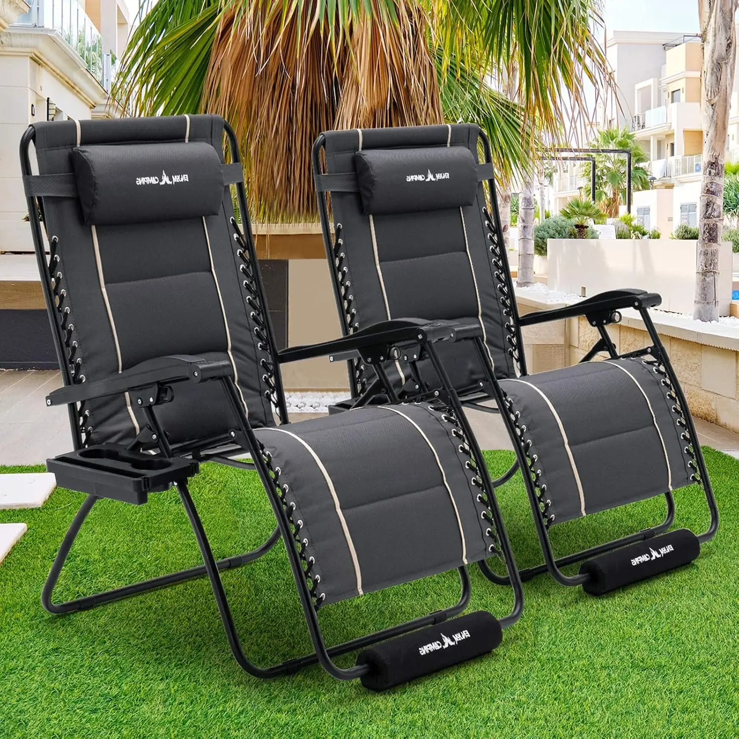 Udpatio Zero Gravity Chair Set Of 2 33In Oversized Xxl Patio Anti Gravity Chairs Outdoor Lounge Folding Adjustable Recliner