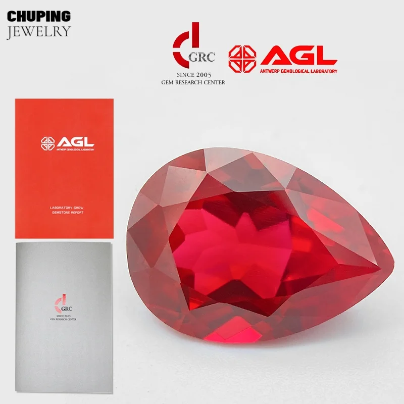 

Lab Grown Pigeon Blood Ruby Flame Melted Pear Shape Loose Gemstone With Selectale AGL Certificate Use For DIY Jewelry Materials