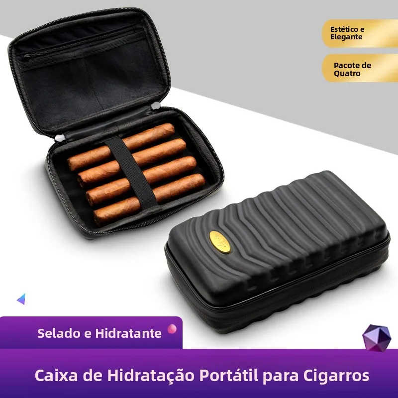 lafuli-cigar-accessories-portable-four-pack-cigar-case-black-moisture-proof-box-travel-business-trip-cigar-holder-set