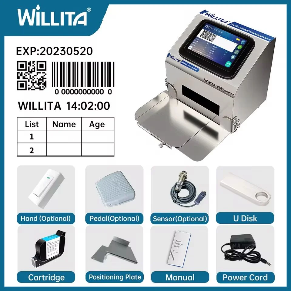 12.7mm Desktop Static Inkjet Printing Machine All-Materials Label Date Logo Printer For Bottle Curve Surface