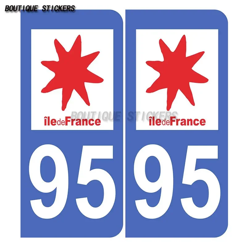 

2Pcs Jintora License Plate Sticker 95 val d 'oise Ile de France License Plate Waterproof PVC License Plate Decal