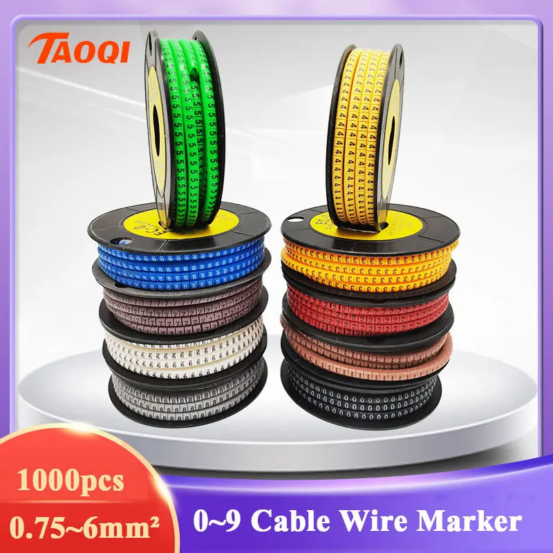 

One Roll OF 0 To 9 Number 0.75mm²-6mm² Cable Wire Marker Spiral Wrapping Colored 18AWG-12 AWG EC-0 EC-1 EC-2 EC-3