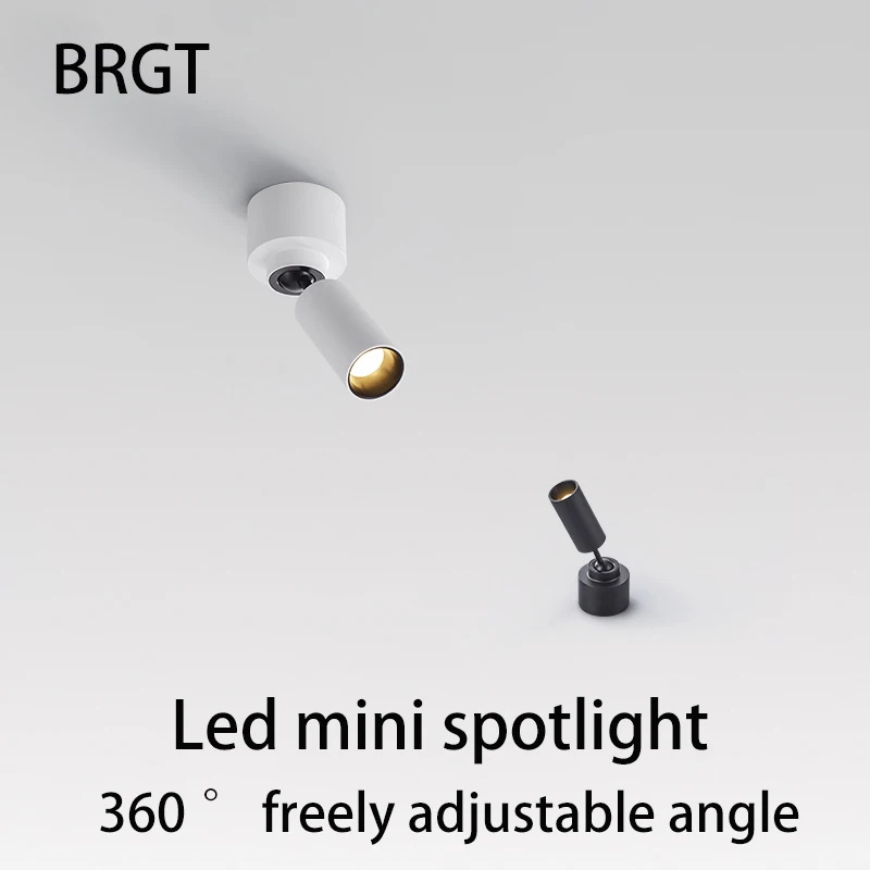 

BRGT Led Mini Spotlights Surface Mounted Spot Light 3W 360 ° Adjustable Angle Foco For Display Cabinet Decoration Key Lighting