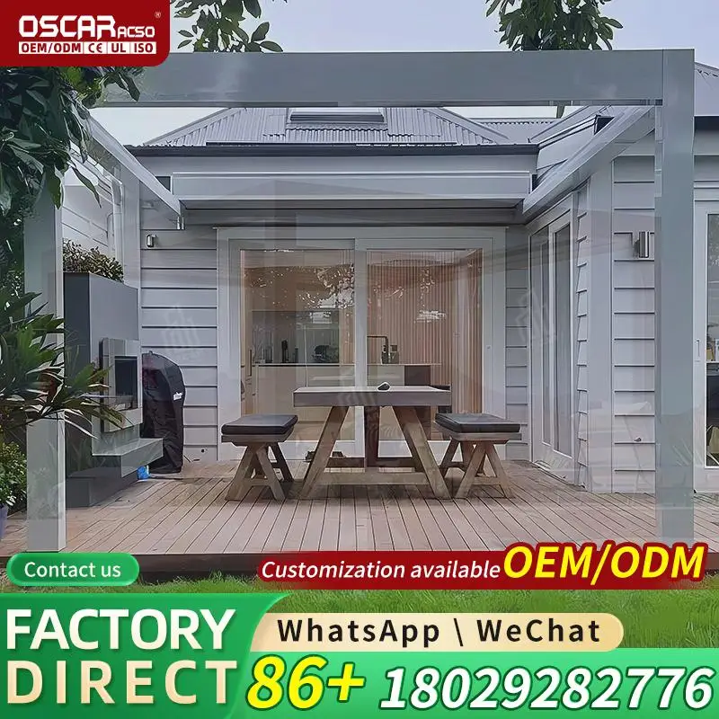 Smart Electric Pergola 6x3 Modern Free Standing Aluminium Outdoor Motorized Luxury Automatic Patio Gazebo Weatherproof Garden Ba