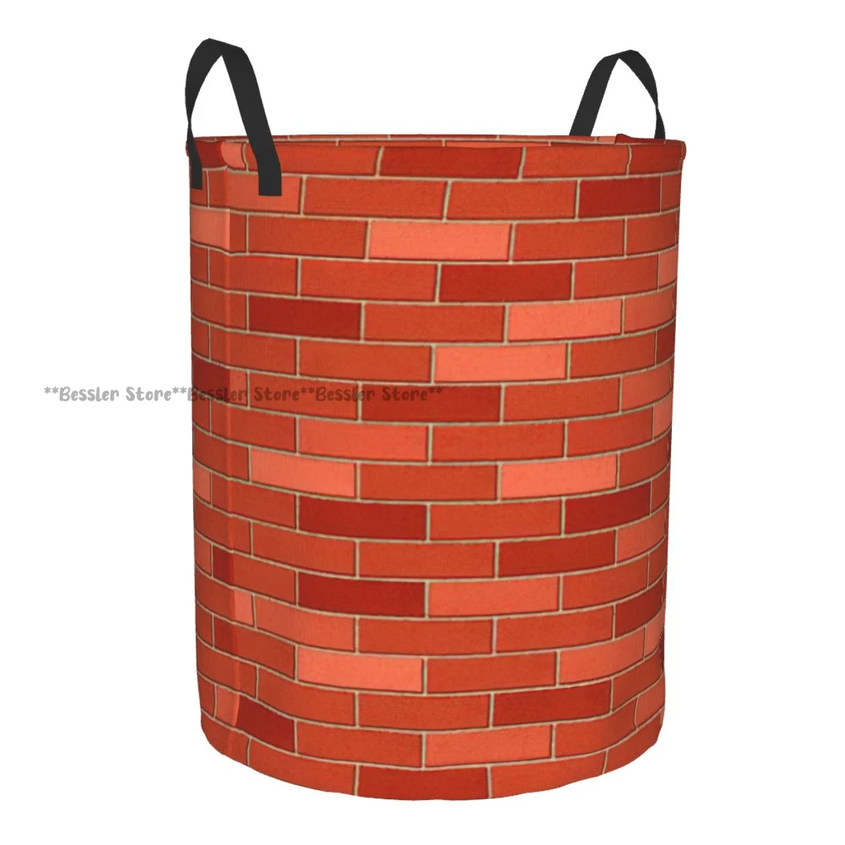 Laundry Basket Red Brick Wall Round Storage Bin Collapsible Hamper Clothes Bucket Organizer