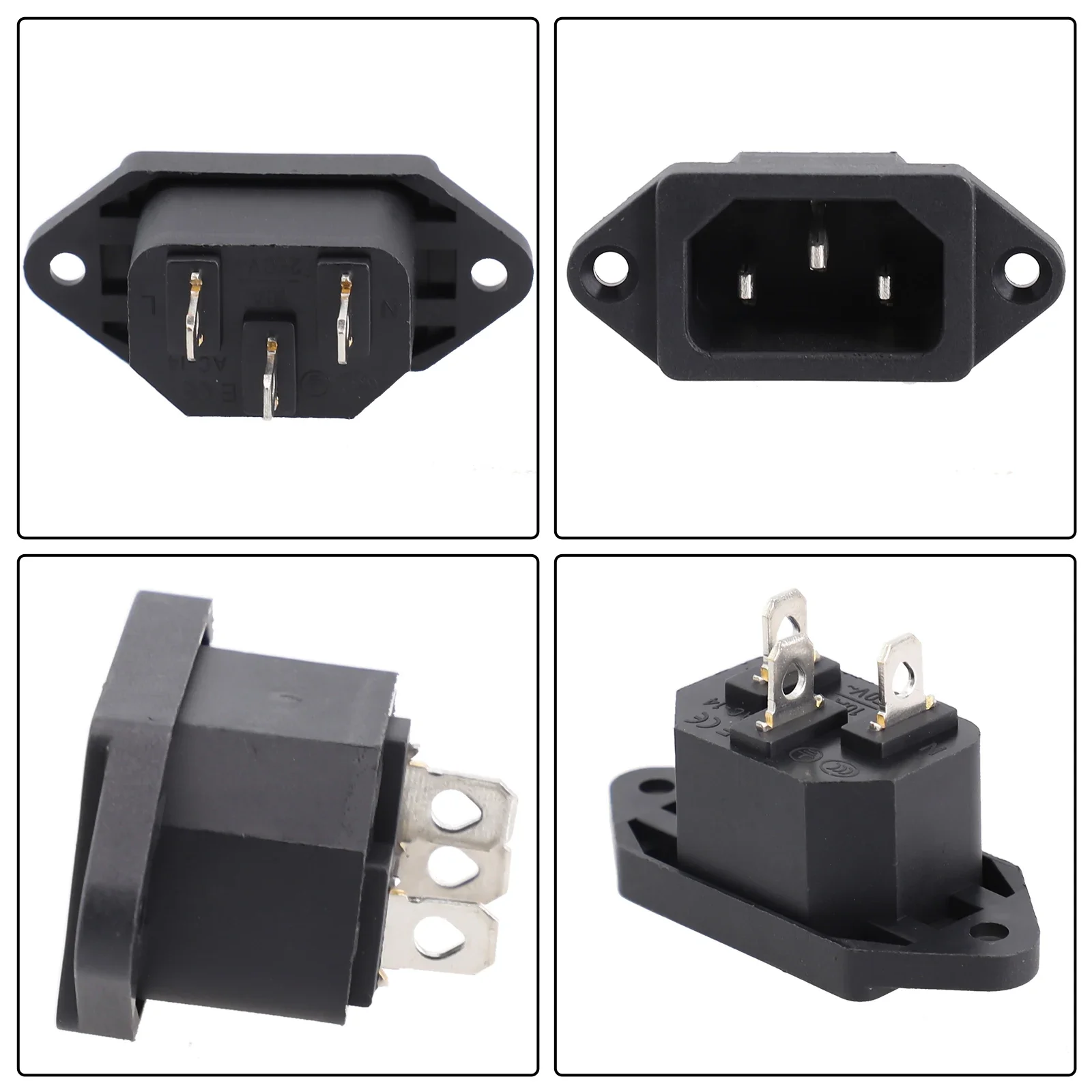 Three Vertical Pin AC-04 Charging Socket Power Connector Male Female Rated 250V 10A For Portable Charging Units