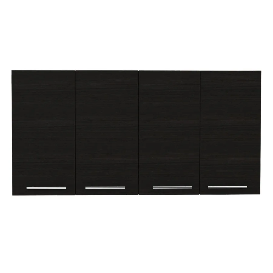 Stockton Armario de pared rectangular con cuatro puertas abatibles, negro gue