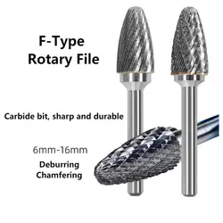 6mm F tipi kafa Tungsten karbür döner dosya aracı matkap freze oyma Bit araçları noktası çapak kalıp taşlayıcı Metal ahşap için aşındırıcı