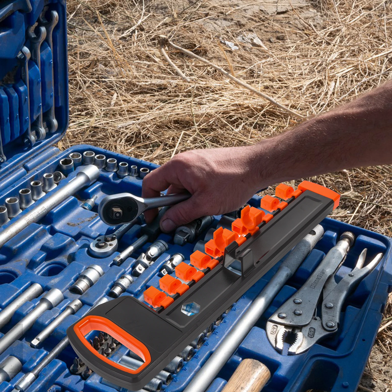 

Multi-Slots Sleeve Rack For Ratchet Combination Wrenches Holder Box Storage Shelf Light Weight Compact Wrench Organizer Holder