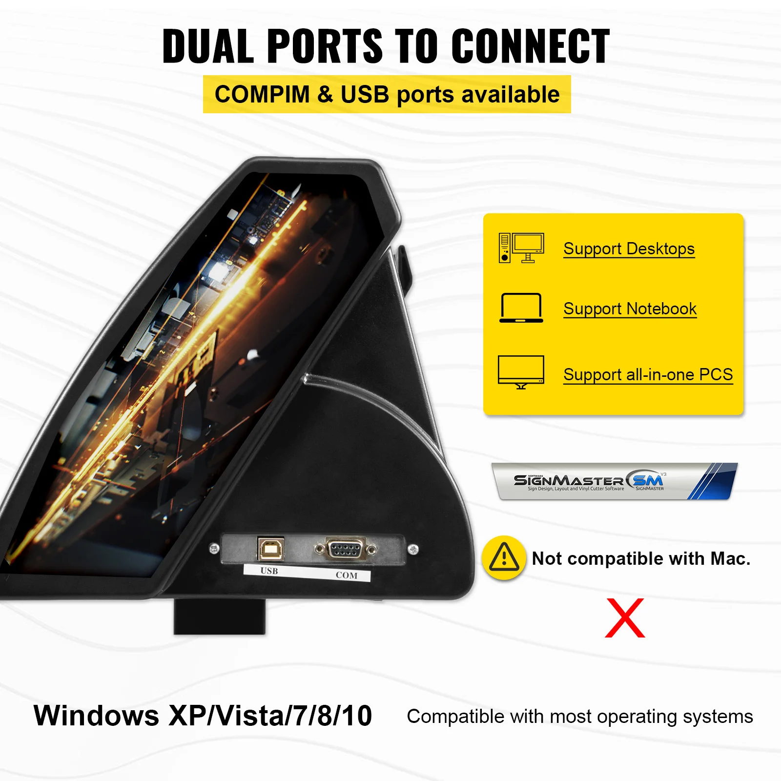 VEVOR 28 Inch Vinyl Cắt/_ Ba Lô Ký Cắt Phần Mềm 3 Lưỡi Dao Signmaster Phần Mềm LCD Đen Hướng Dẫn Sử Dụng Định Vị