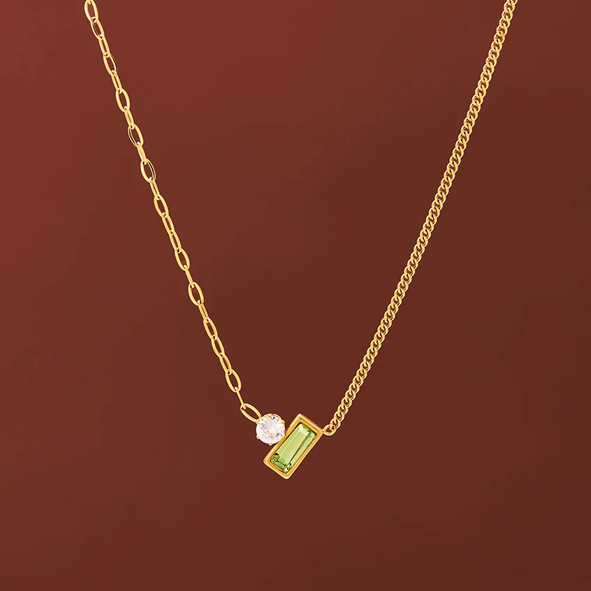 

Fashionable and Simple Geometric Zircon Jewelry Necklace Pendant Stainless Steel 18k PVD Gold-plated Waterproof Necklace