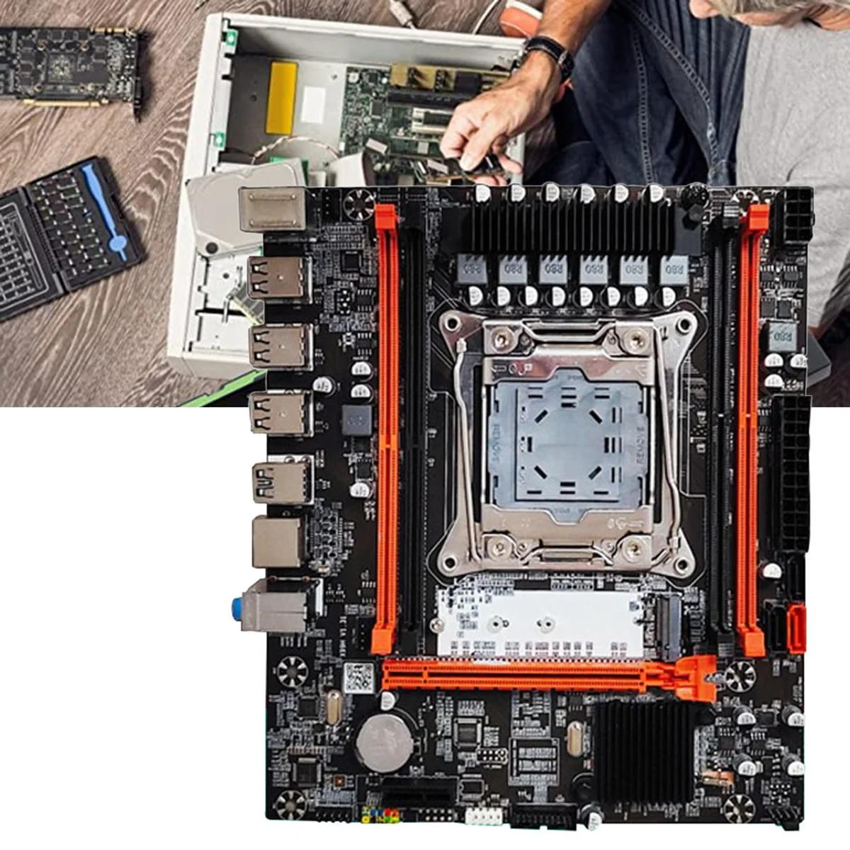 X99H Desktop Motherboard+Switch Cable LGA2011-V3 B85 Chip DDR3X4 ECC Slot M.2 NVME PCI-E 3.0 X16 SATA3.0