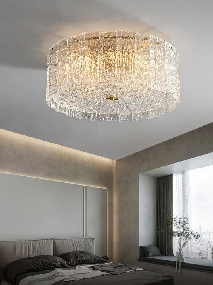 

Modern and Simple Ceiling Light with Round Glass Design in All-Copper Construction for Bedroom