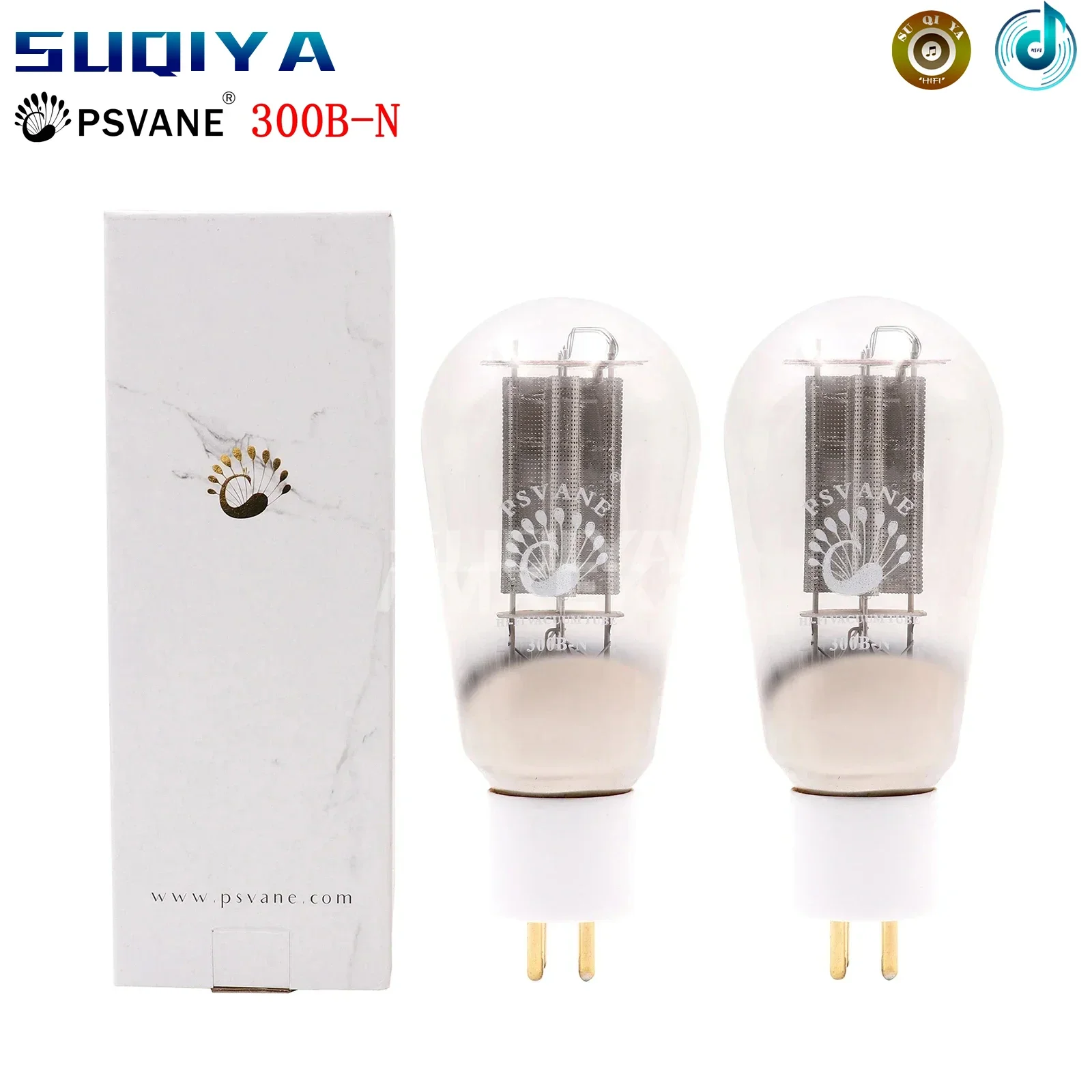 SUQIYA-PSVANE 300B-N Vacuum Tube Replaces WE300B E-300B 300B-TII A300B Series Eggplant Screen White Base Gold Feet Matched Quad