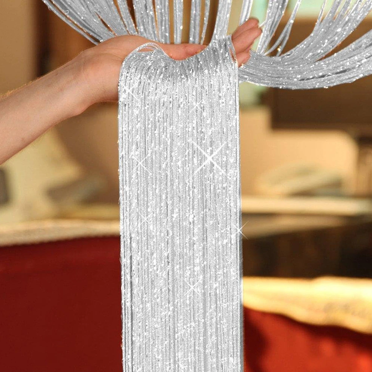 1*2m White Champagne Silver Door Curtain Wedding Party Decoration Home Hotel Shimmer Curtains Happy Birthday Party Decor