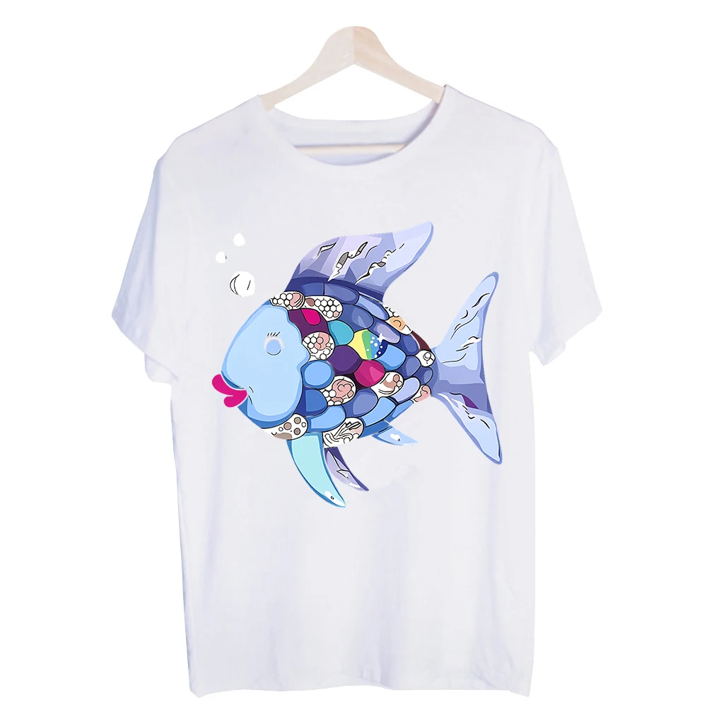 Men's Colorful Fish Graphic Tee, Short Sleeve Crew Neck T-Shirt for Casual Summer Outfits