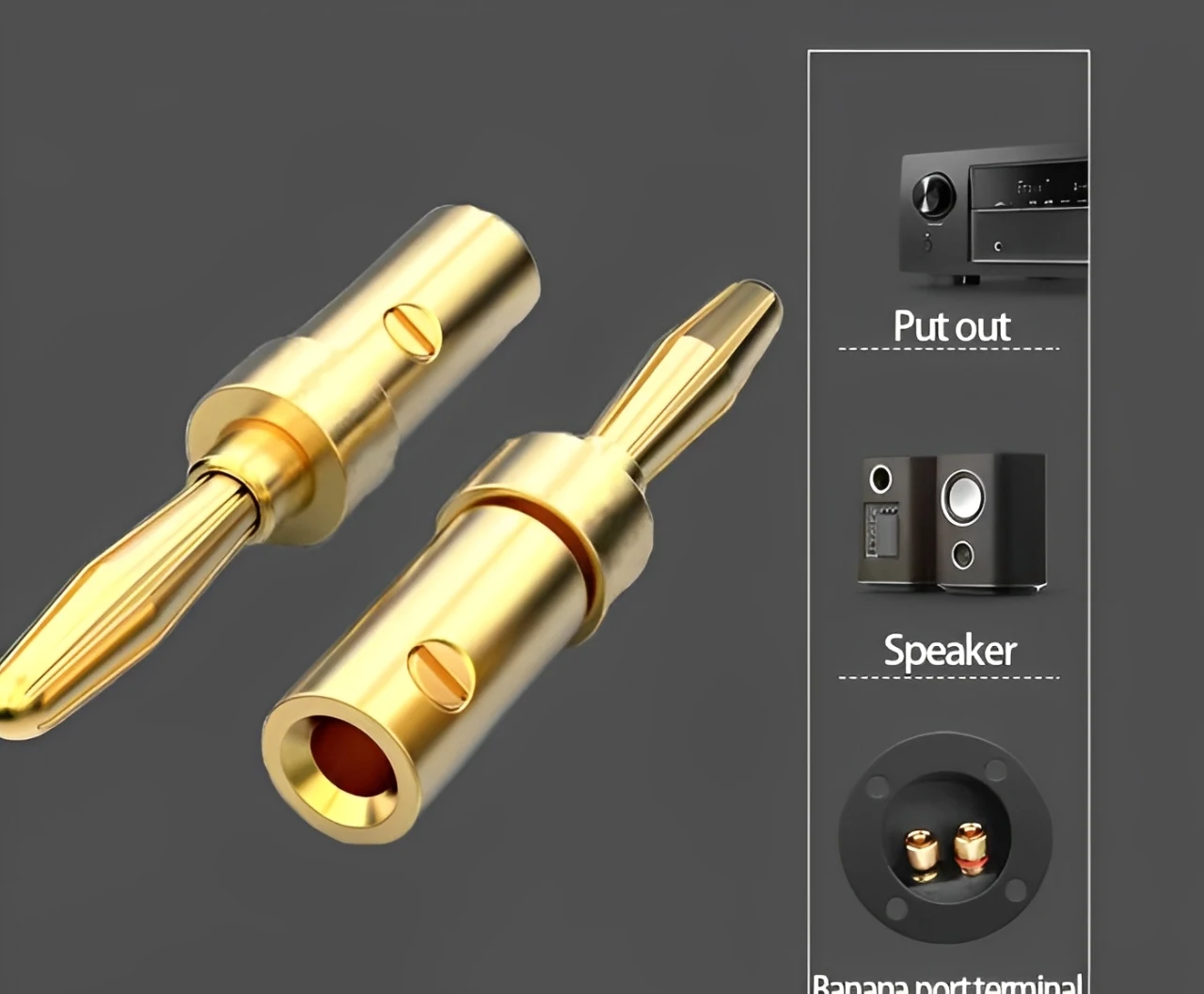 Hifi Palic 20pcs matihur audio 4mm 24K high quality banana plugs copper speaker cables Wire Pin Banana Plug Connectors Gold