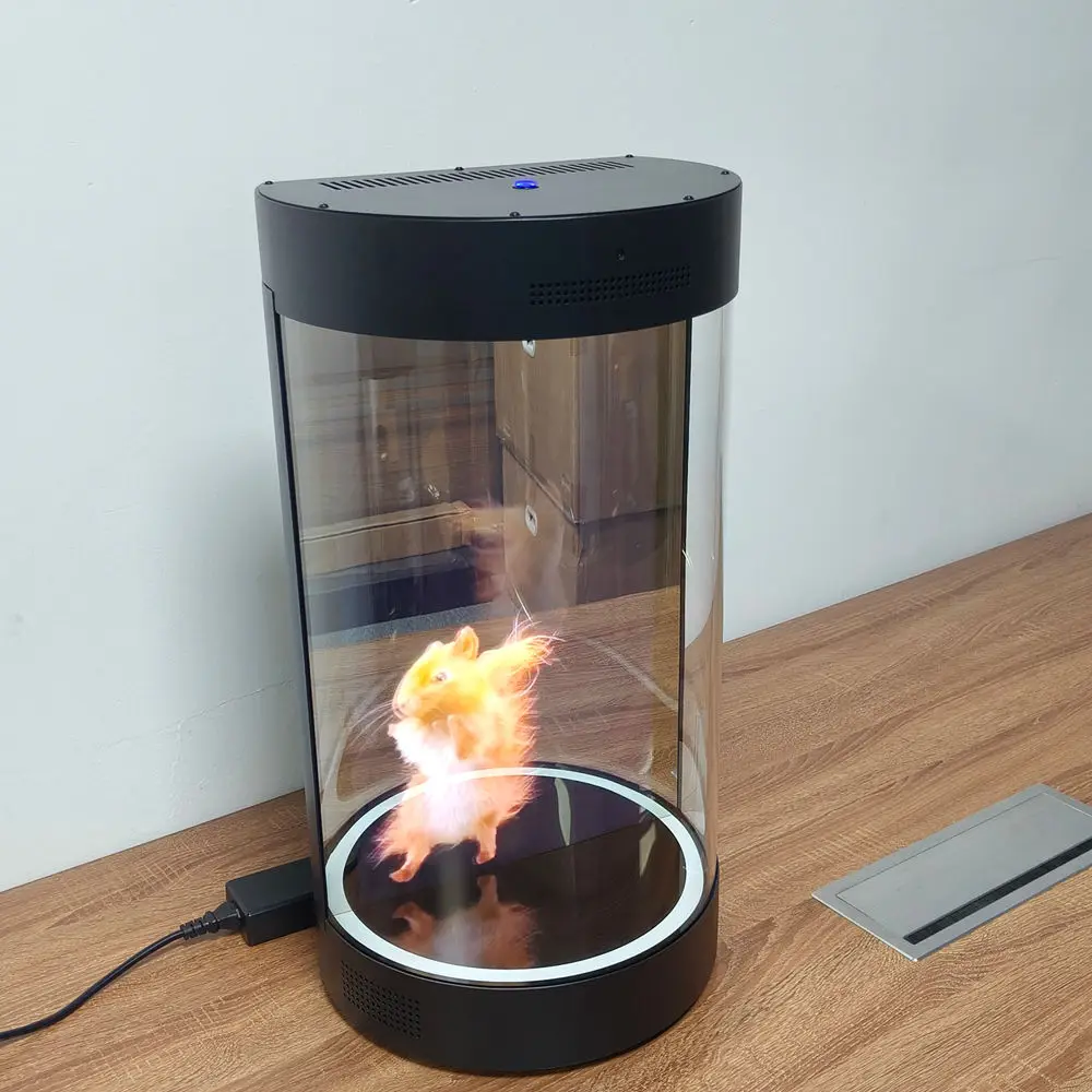 21.5-Inch Plug & Play 3D Holographic Cylinder Display Transparent 16:9 PET Projection Screens for Museum Exhibitions Displays