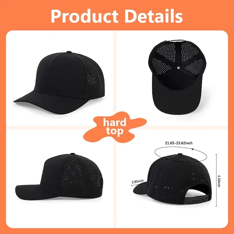 Custom Embroidery Logo 5 Panel Quick Drying Cap for Men and Women Baseball Hats Design Print Sunscreen Breathable Punching Hat