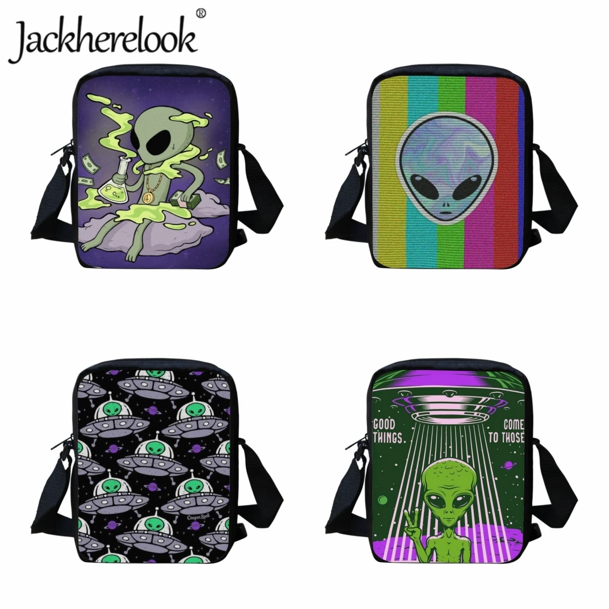 Jackherelook Alien Patroon Kinderen Crossbody Tassen Mysterieuze Buitenste Ruimte Messenger Bag Kinderen Schoudertas Jongens Meisjes Reistas