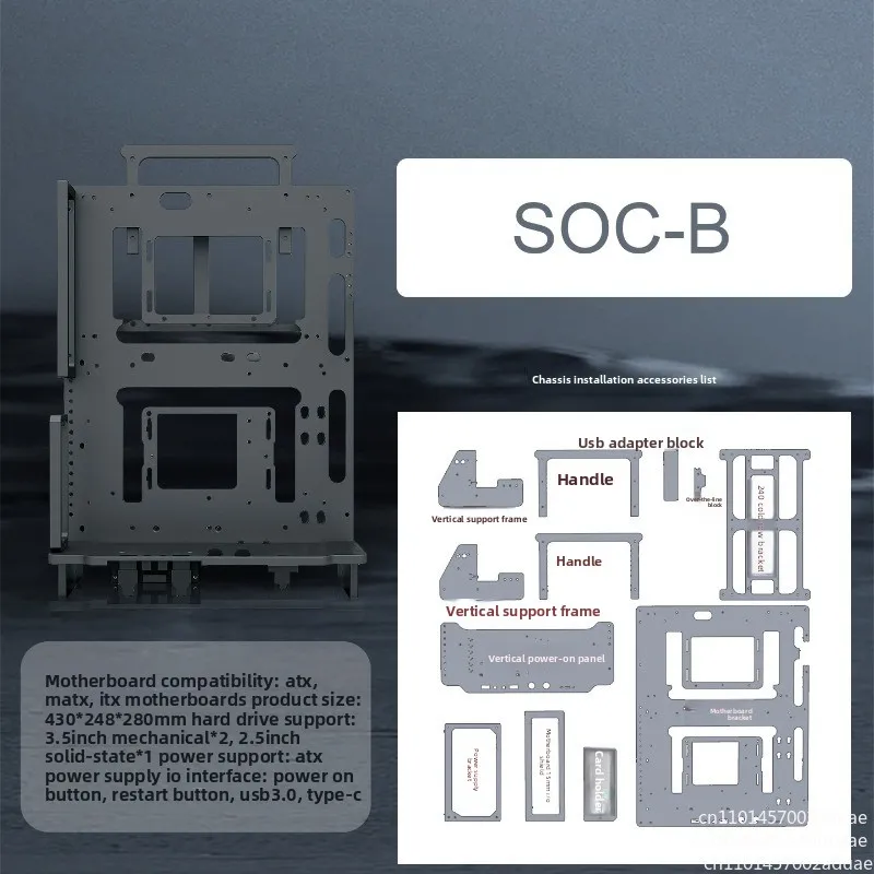 Open Frame Computer Case Aluminum ATX MATX ITX Holder Water Cooling Support Large GPU Gaming Rig Clear Side Panel