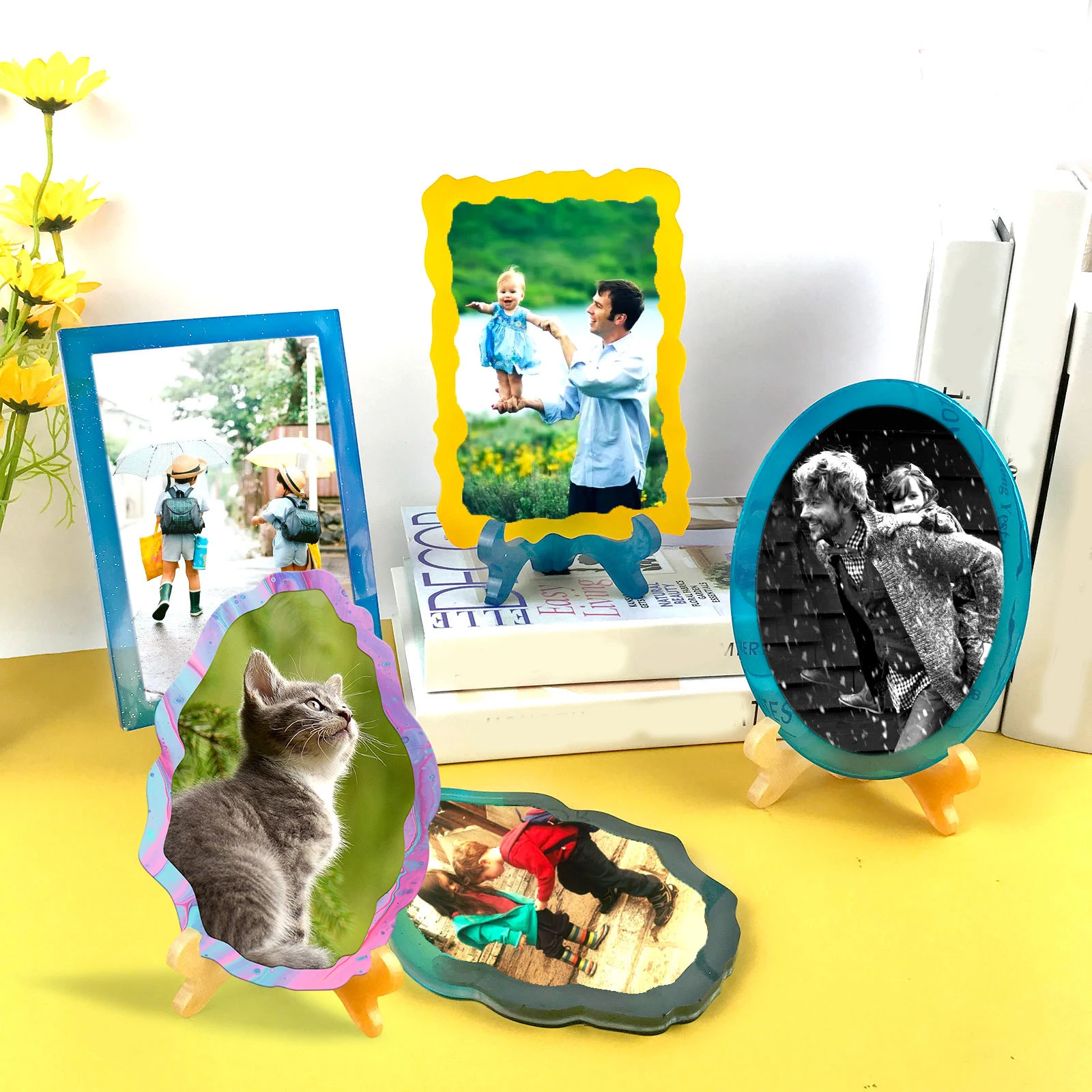 

1 set 1 Set Photo Frame Mold Diy Silicone Epoxy Craft Tool Non-Stick Reusable Creative Desktop Adornment Making Kit For Jewelry