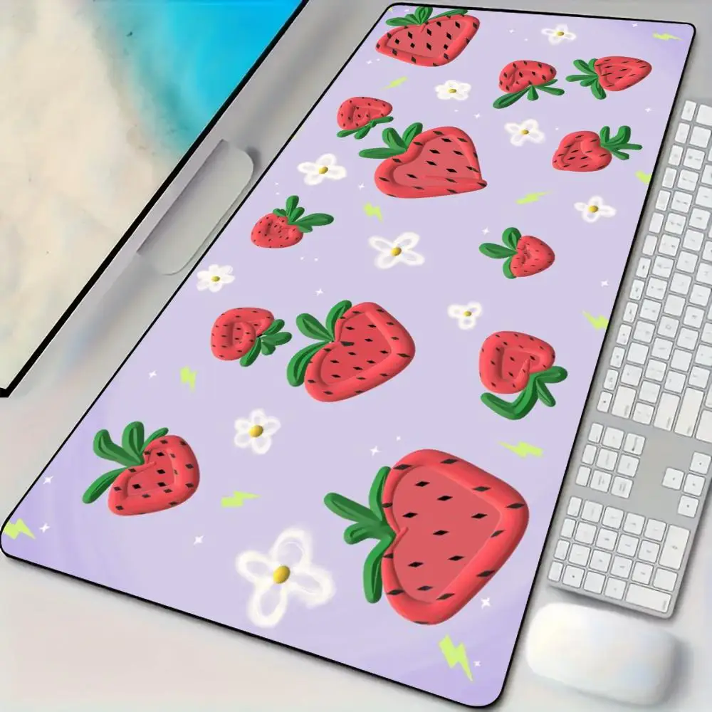 Strawberry pattern theme Mouse Pad Desk Mat with Stitched Edge Rubber anti-slip base pc accessories Gaming mat Extended mousepad