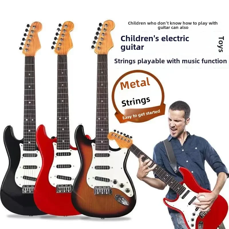 Can play children's simulation electric guitar toy boys and girls small guitar bass music 6-string beginner musical instrument