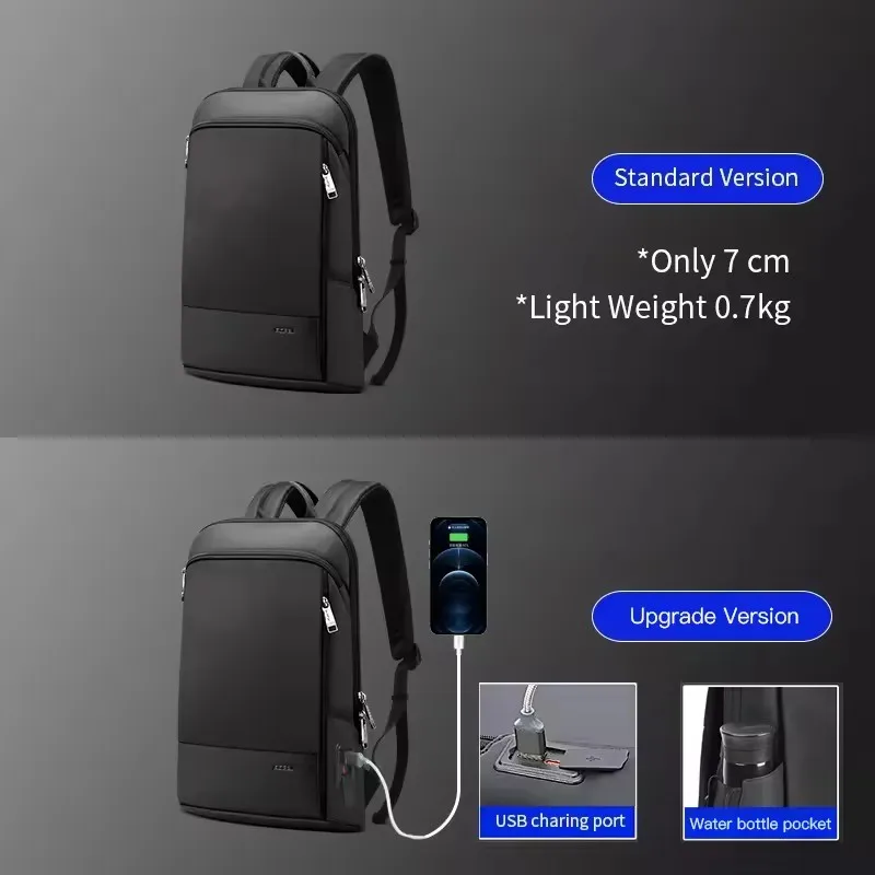 BOPAI Men/Women Backpack Fashion Multifunction USB Charging Ultrathin Light 14 Inch Laptop Travel Backpack Anti-theft Bag Unisex