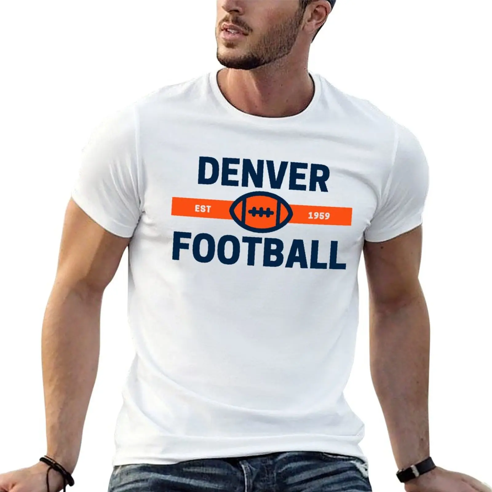

Denver football T-Shirt printed t shirts for man funny t shirts cotton T-Shirt