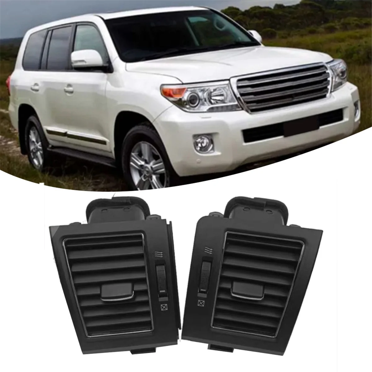 1 par de rejillas de salida de ventilación de aire A/C para tablero de instrumentos para Toyota Land Cruiser Prado 120 LC120 2007-2021 55650-60210 55650-60141 A