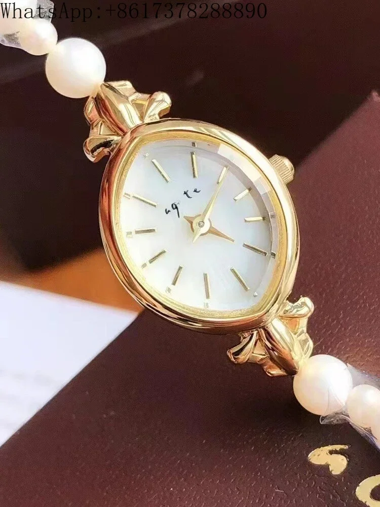 Small gold watch mini delicate square wheat ear women's square retro pearl watch gift