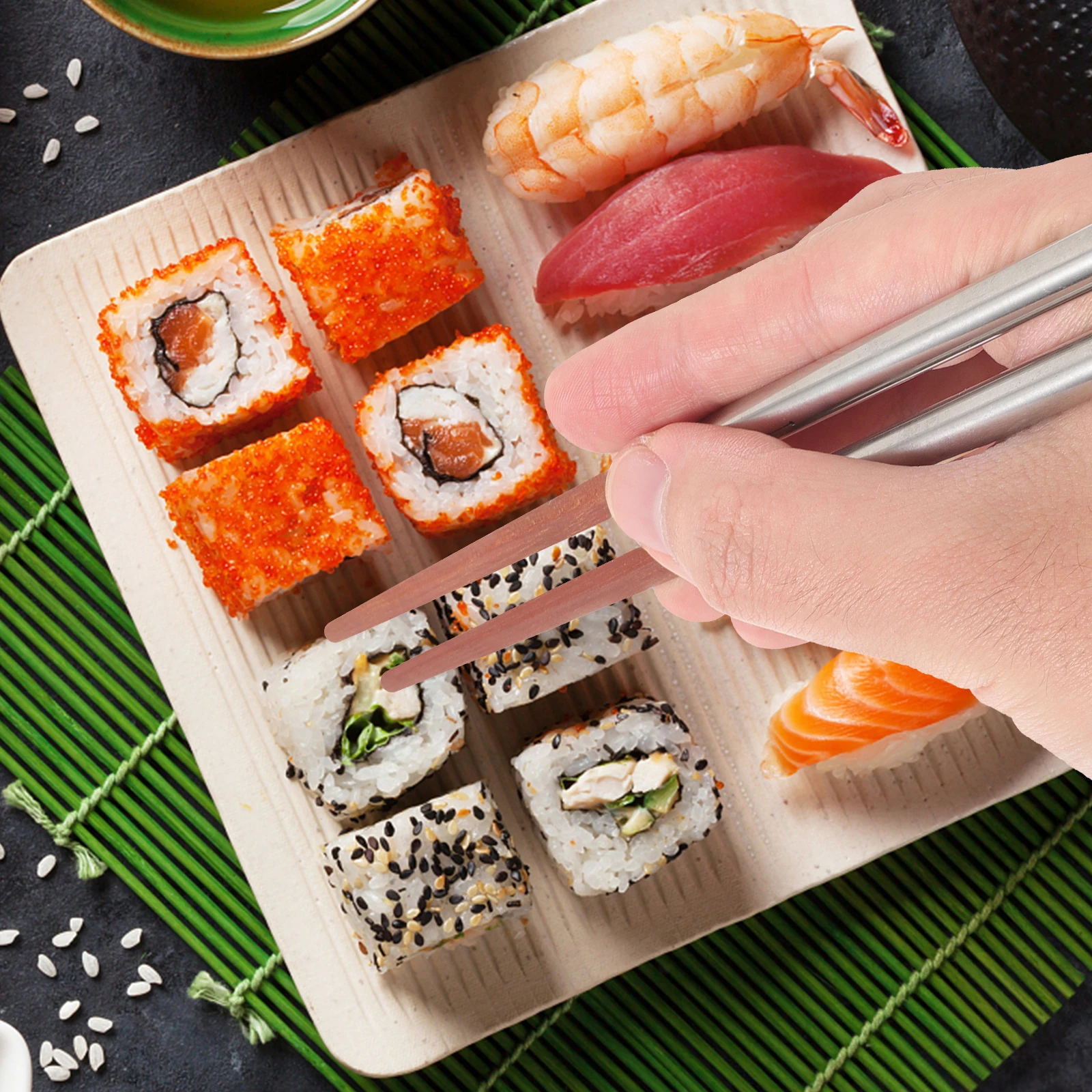 

Folding Chopsticks Stainless Steel Easy Clean Reusable Cool Chopsticks Travel Camping Dinner Delicate Ramen Outdoor