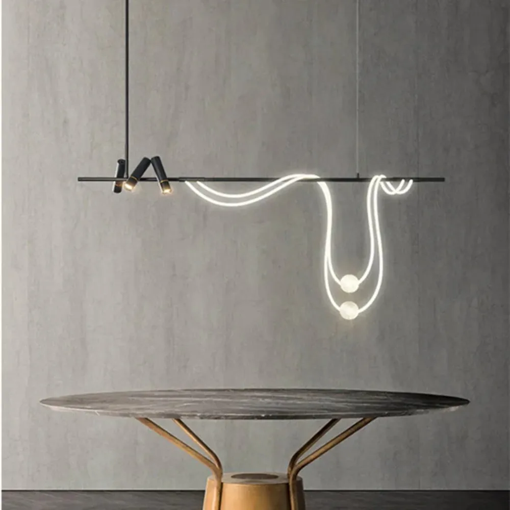 Imagem -02 - Nordic Mangueira Led Chandelier para Cozinha Sala de Jantar e Estar Centro Mesa Pingente Luzes Decoração de Casa Minimalista Suspensão