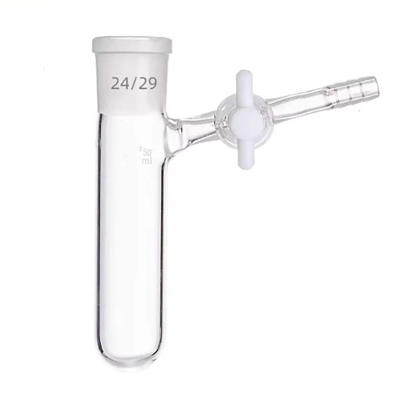 PTFE piston gate reaction tube with ground-branched reaction tube, laboratory glass instrument