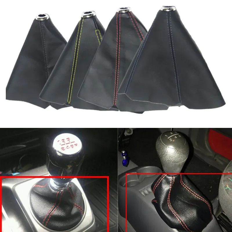 Universal Leather Shifter AT MT Car Shift Knob Shifter Gear Knob Gaiter Boot Cover For Ford Galaxy Mondeo 3 4 S-max C-max Honda