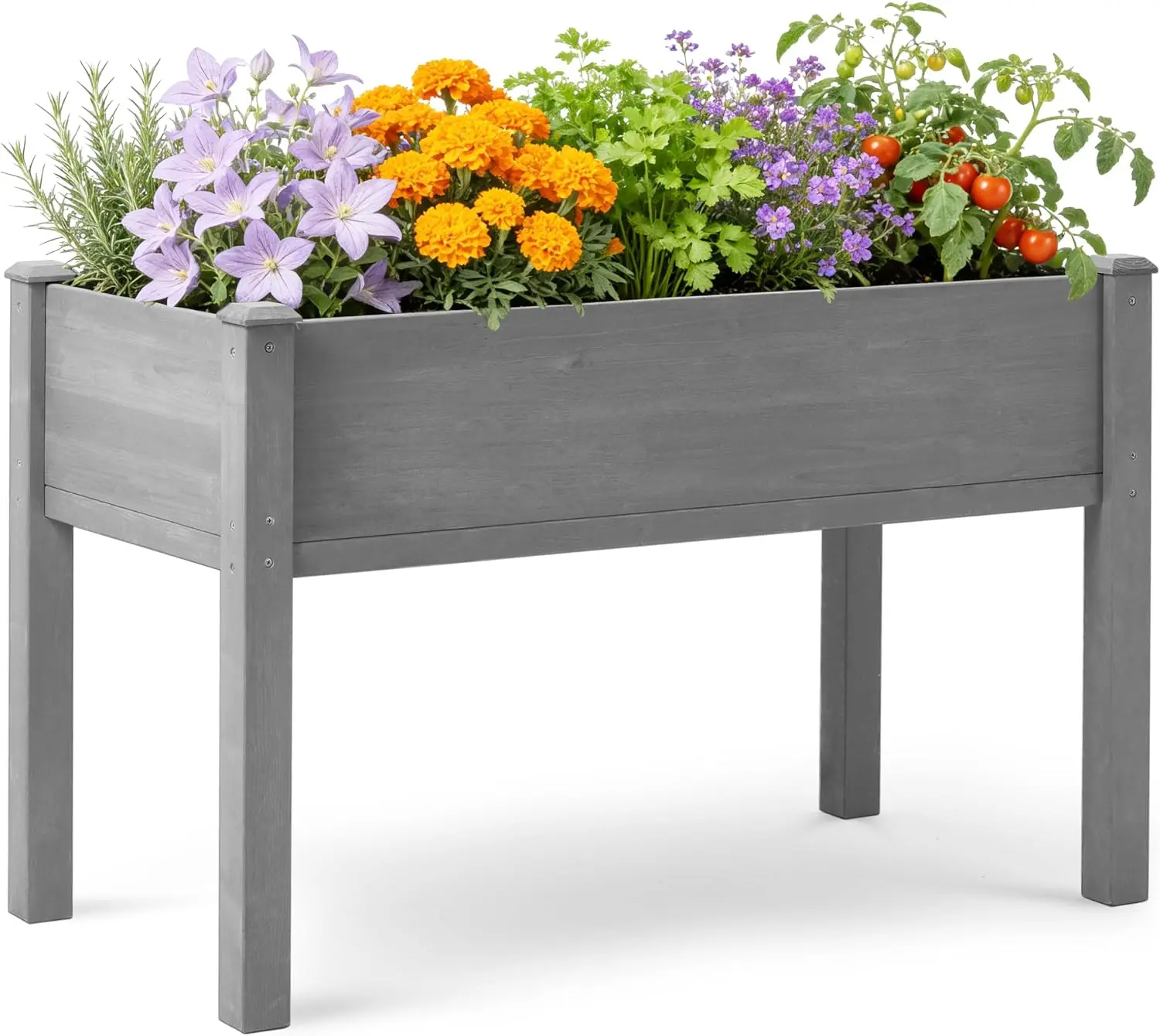 Elevated Garden Bed with Legs, Pine Elevated Flowerpot Box