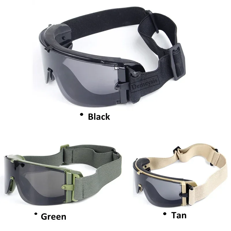 Tactical Goggles Airsoft Paintball Protective Outdoor CS Game Hunting Windproof Desert 3 Lens Hiking Men Glasses