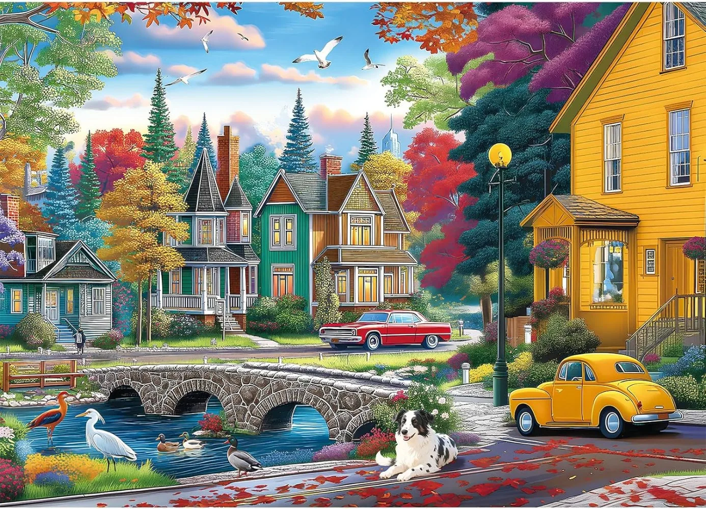 

Осенний пазл для взрослых, птиц, собак, городок, 1000/500/300/120 шт., развлекательные игрушки для снятия стресса, пазлы, рождественские подарки, игры